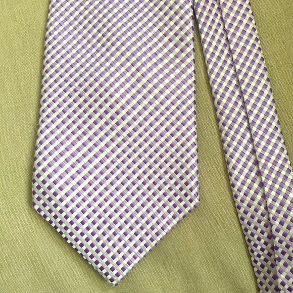Paul Smith Silk Necktie Purple Lilac Luxury Microcheck  silk made in Italy - Picture 5 of 5
